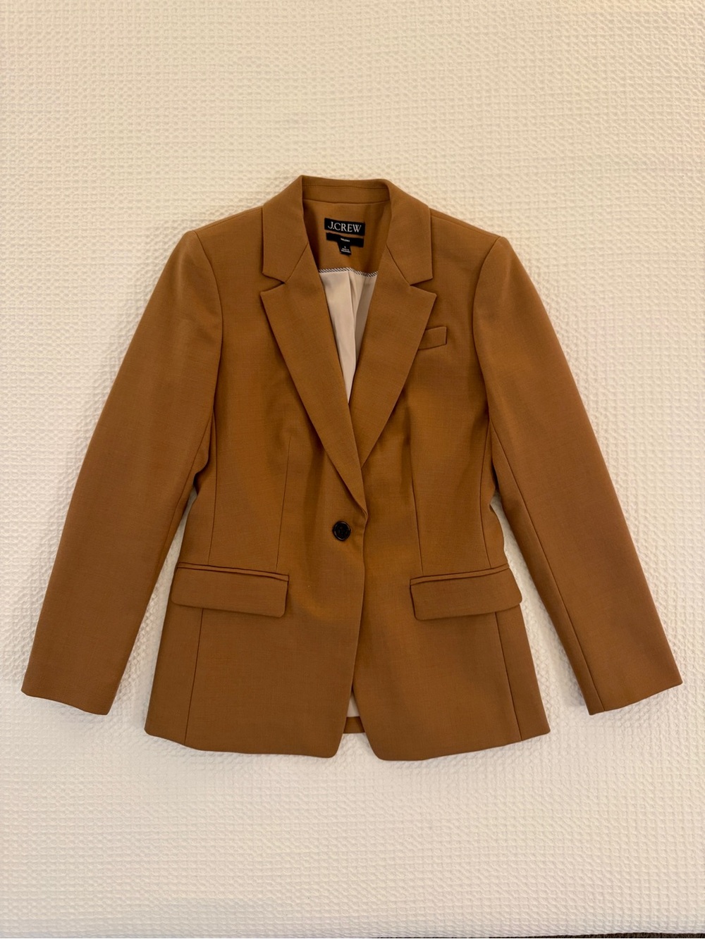 J. Crew Women's Helena Blazer in Wool-Blend Flannel, Size 0, Warm Camel